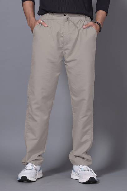 Solid Men Grey Track Pants