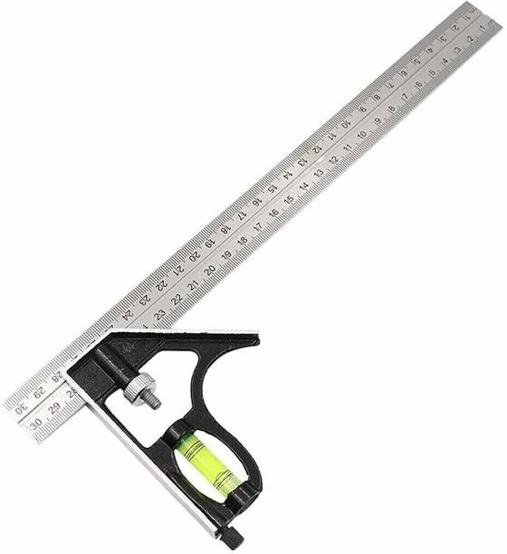 AASONS Stainless Steel 300mm Adjustable Engineers Rule Right Angle Ruler Tool Combination Square