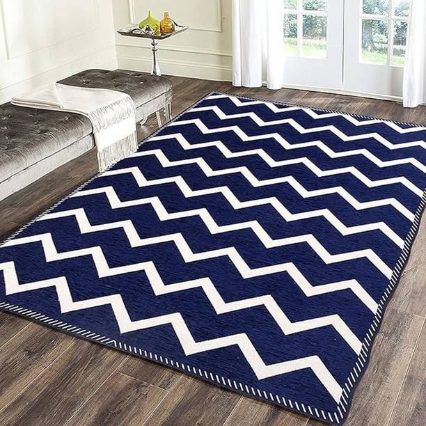 RADECOR Dark Blue Velvet Area Rug