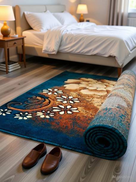 R CARPETS 5 ft  X 7 ft Silk Carpet