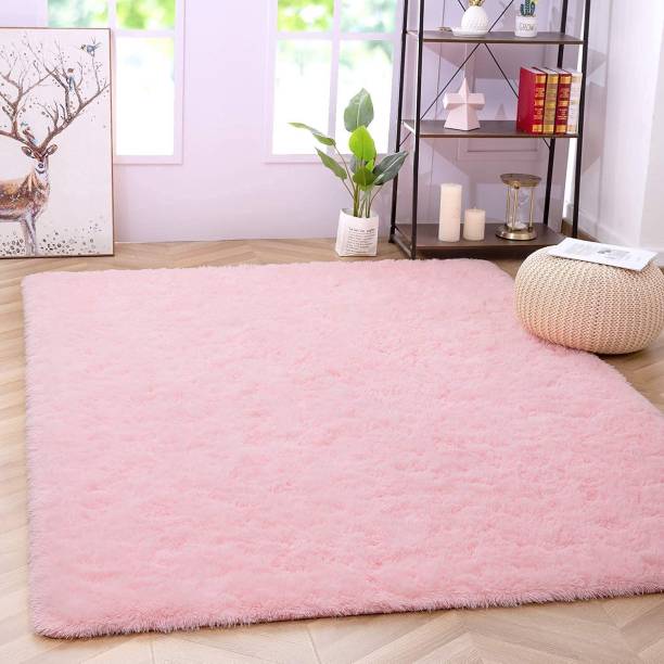 Shag Weaving Peach Polyester Carpet