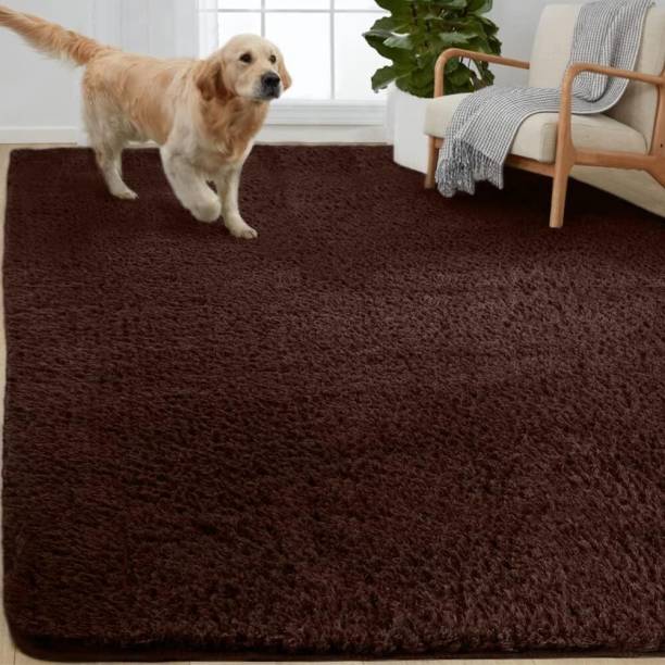 Shag Weaving Brown Polyester Carpet