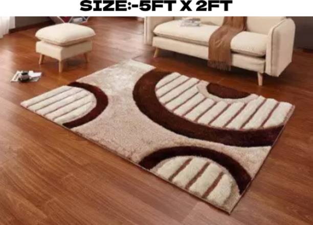 RM Handloom Beige, Brown Polyester Carpet
