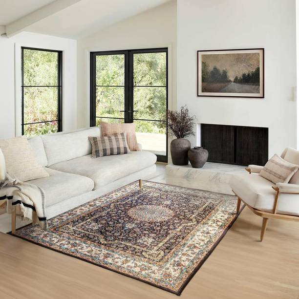 STATUS 150 cm  X 210 Velvet Carpet (Rectangle, Multicolor)