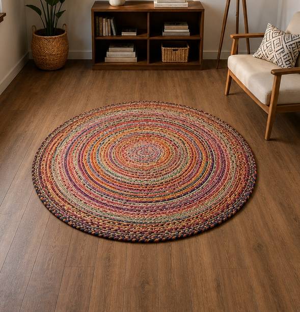 FARMAN ENTERPRICES 123 cm  X 123 cm Jute, Cotton Area Rug