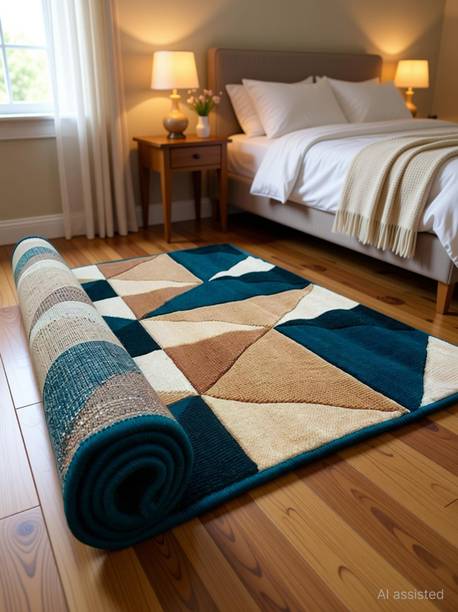 R CARPETS 5 ft  X 7 ft Silk, Wool Carpet