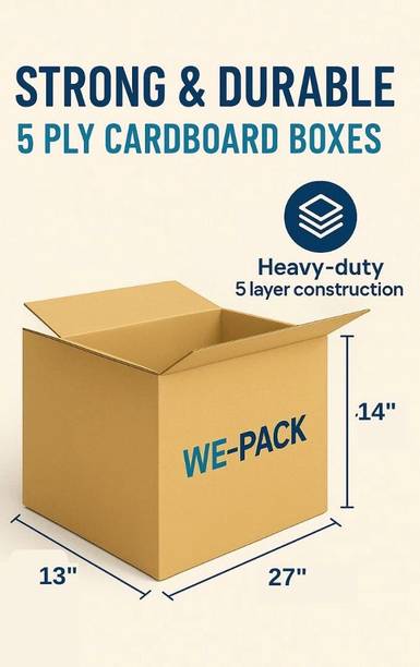 WE PACK Corrugated Cardboard 27x13x14 INCHES - 5 PLY - For Storage,Courier,Home Shifting. Heavy Duty,Durable Packaging Box