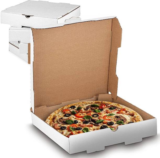 KHAANA PACKAGING Pizza Box Cardboard 10 inch pizza Box (10.5x10.5x1.5 inch) ideal for deliveries from restaurants, Packaging Box