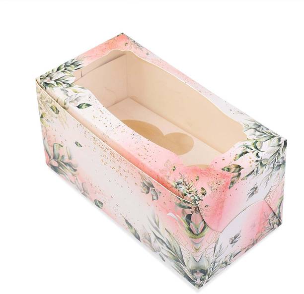 GROWNEX PVT. LTD. Cake Box Paper 2 Empty Compartment Box with Transparent Window Sweets Packaging Box
