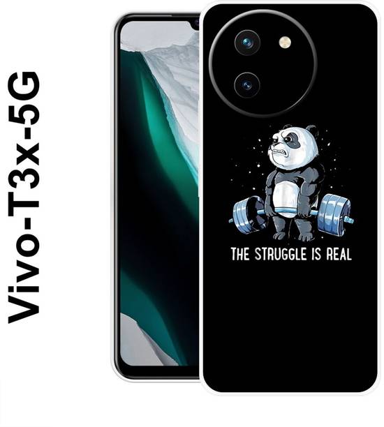 MASURA Back Cover for Vivo T3x 5G, Struggle, Panda, GYM, Bear, Funky, 537