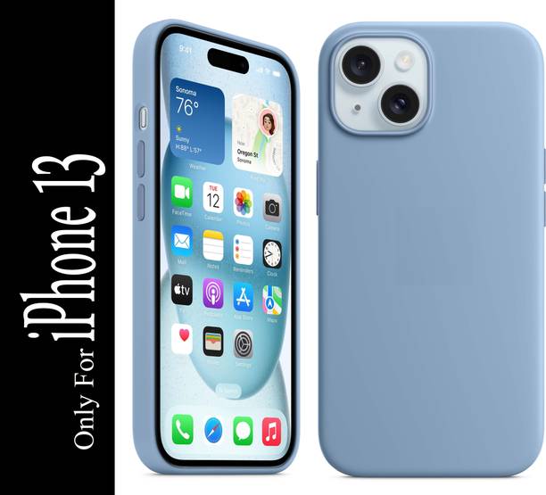FIXTOTEL Back Cover for Apple iPhone 13, iPhone 14, With Logo, Slim Soft Liquid Gel, Silicone Case, Microfiber Lining