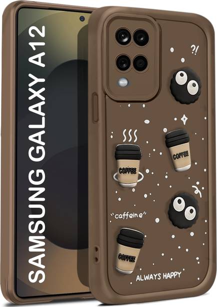 Vshop Back Cover for Samsung Galaxy M12 / F12, Samsung Galaxy A12 Cute Fun Cartoon 3D Ball Coffee Case