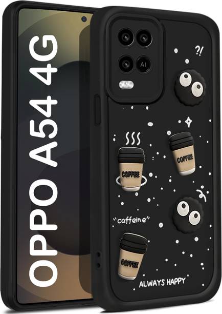 Vshop Back Cover for Oppo A54 4G Cute Fun Cartoon 3D Ball Coffee Case