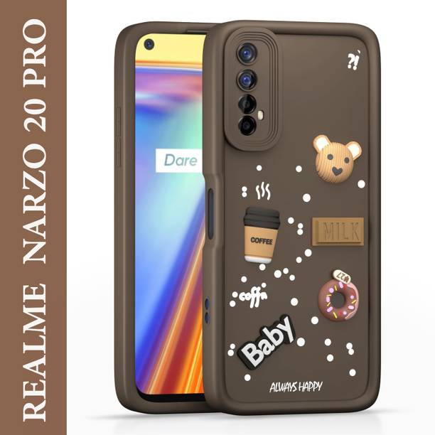DefendX Back Cover for Realme Narzo 20 Pro | Cute Cartoon 3D Bear Coffee Case | Full Camera Protection |