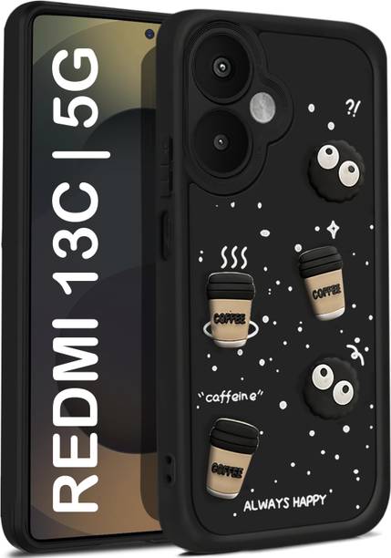 Vshop Back Cover for Redmi 13C 5G, Poco M6 5G Cute Fun Cartoon 3D Ball Coffee Case