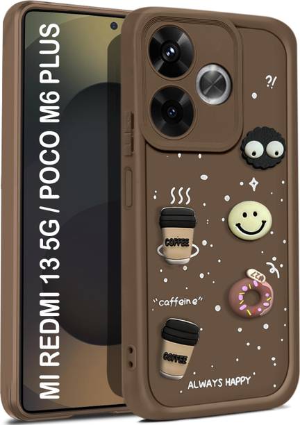 Vshop Back Cover for realme 13 5G, Poco M6 Plus 5G Cute Fun Cartoon 3D Ball Coffee Case