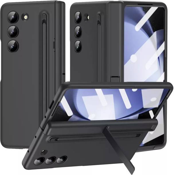 FIEUSCHE Back Cover for Samsung Z Fold 5 Case with Magnetic Hinge Cover, Front Glass Protector & Pen (Free)