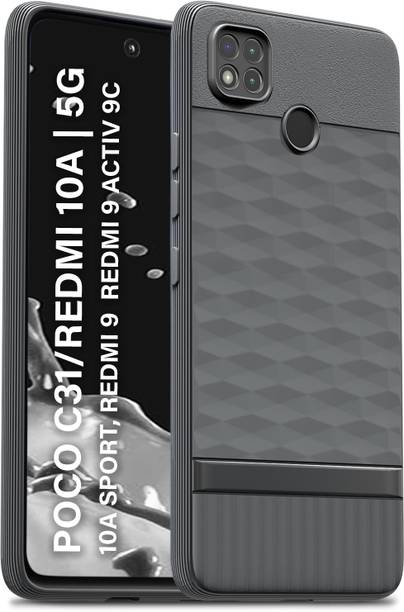 CRAFTIFY Back Cover for REDMI 9C / 10A / POCO C31 Hexagon 3D Case TPU Soft Flexible Shockproof Case - Grey