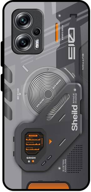QRIOH Glass Back Cover for Redmi K50i 5G Grey, Grip Case, Silicon, Glass, Pack of: 1