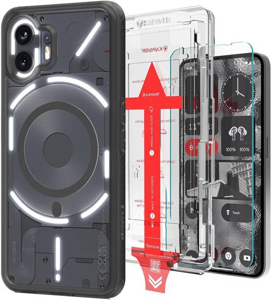 Kapaver Back Cover for Nothing Phone (2), Smoke Black Case with Tempered Glass