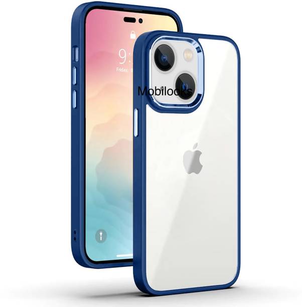MobiLooks Back Cover for Apple iPhone 13, Ultra Hybird Crystal Clear Metal Ring Case