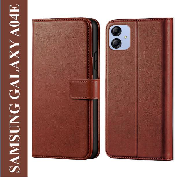 Innovex Back Cover for Samsung Galaxy A04E - Inbuilt Stand & Card Pockets | Hand Stitched | Wallet Flip Case