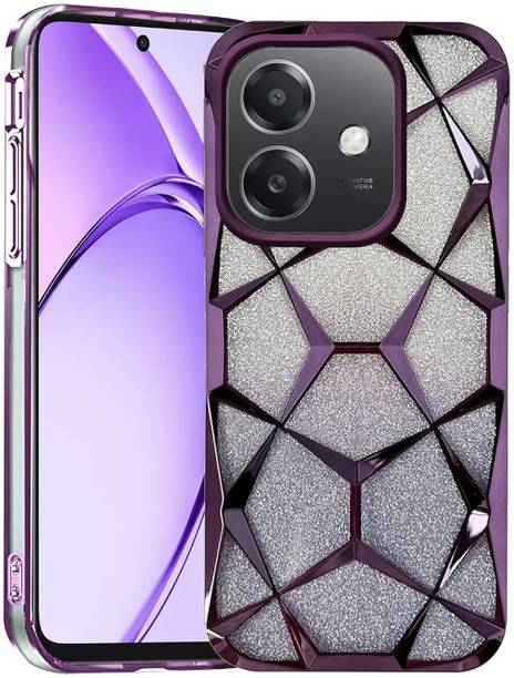 AMEYAA Back Cover for Oppo A3, Oppo A3X Luxury Electroplated Geometric 3D Cube Diamond Bling Shiny Soft Cover