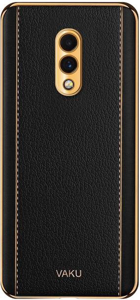 Vaku Luxos Back Cover for OnePlus 7, Luxemberg Leather Stitched Gold Electroplated Soft Shockproof Protective Case