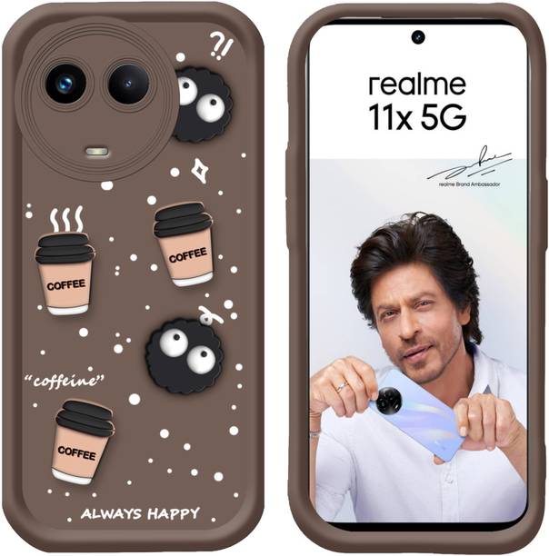 MagicTrap Back Cover for Realme C67 5G Cute Fun Cartoon 3D Bear Coffee Case | Full Camera Protection