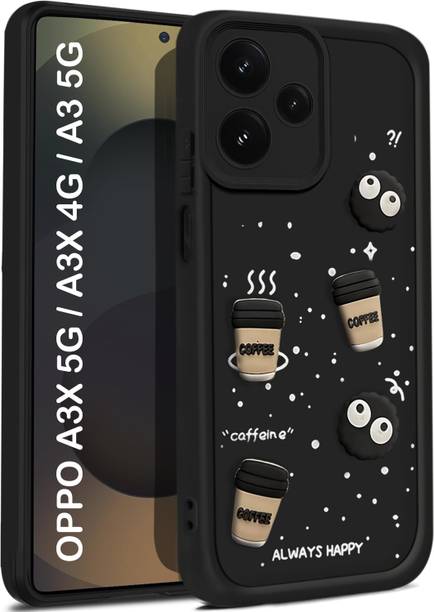 Vshop Back Cover for Oppo A3x 5G, Oppo A3 5G, Oppo A3x 4G Cute Fun Cartoon 3D Ball Coffee Case