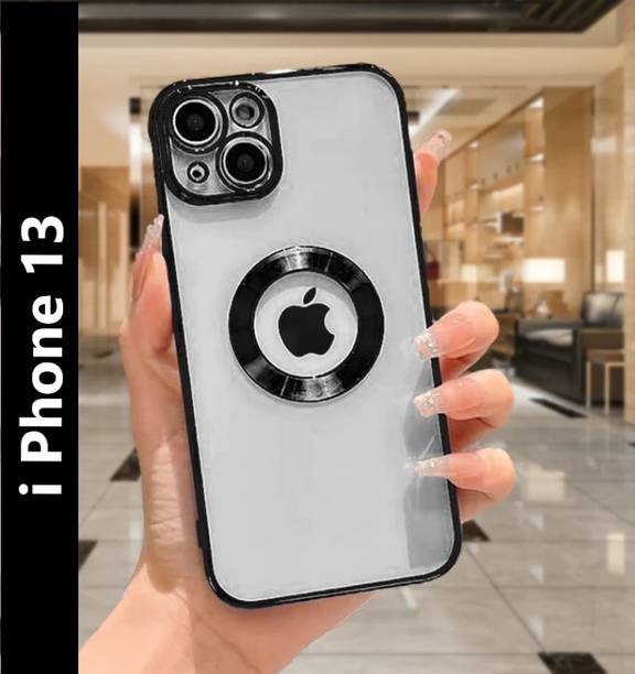 Midos Back Cover for Apple iPhone 13, Electroplating Chorme Logo Cut Transparent Cover For iPhone 13