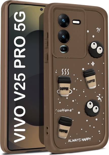 Vshop Back Cover for Vivo V25 Pro 5G Cute Fun Cartoon 3D Ball Coffee Case