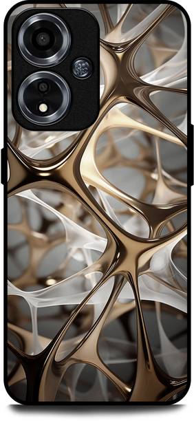 INDICRAFT Back Cover for OPPO A59 5G (HOLLO CIRCLE, 3D, GOLD, NEURAL, TEXTURE WAVY, ABSTRACT )