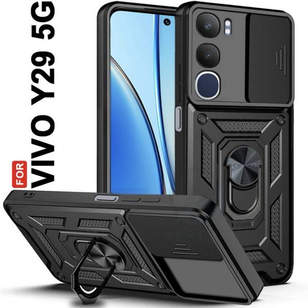 SESS XUSIVE Back Cover for Vivo Y29 5G D10 Tough Armor Bumper Back Cover Case - Black