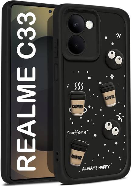 CRAFTIFY Back Cover for REALME C33 3D Cartoon Coffee Emoji Designer | Shockproof & Stylish