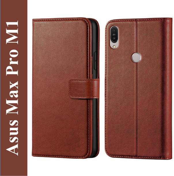 Innovex Back Cover for Asus Zenfone Max Pro M1 - Inbuilt Stand & Card Pockets | Hand Stitched | Wallet Flip Case