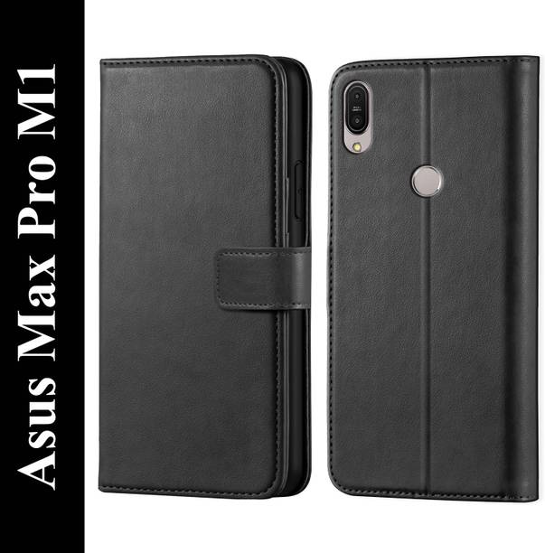 Innovex Back Cover for Asus Zenfone Max Pro M1 - Inbuilt Stand & Card Pockets | Hand Stitched | Wallet Flip Case