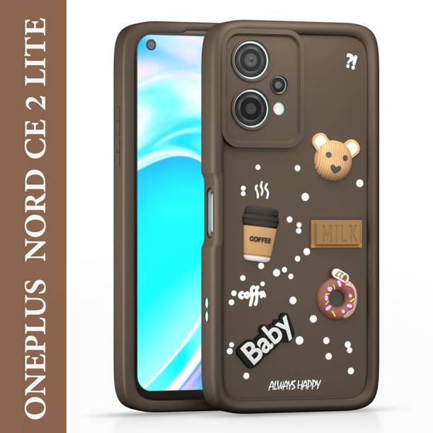 DefendX Back Cover for Oneplus Nord Ce 2 Lite | Cute Cartoon 3D Bear Coffee Case | Full Camera Protection |