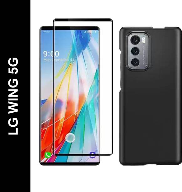 Newlike Back Cover for LG WING 5G Hard Cover Full Protection Tempered Glass Guard Full Coverage