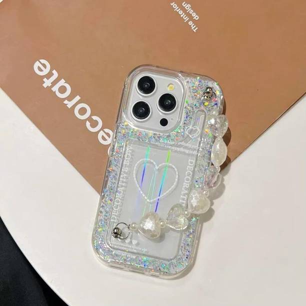 SPARKUP Back Cover for iPhone 15 Pro Max - Decorative Bow Glitter Heart | with Chain | Soft & Stylish Protective