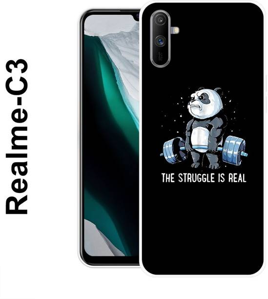 MOBIFLY Back Cover for Realme C3, Struggle, Panda, GYM, Bear, Funky, 537