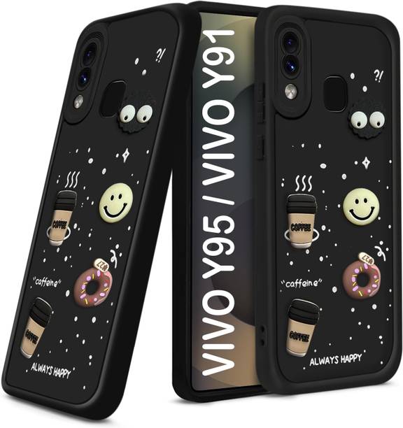 TRUEUPGRADE Back Cover for Vivo Y93, Vivo Y91, Vivo Y95 Cute Fun Cartoon 3D Ball Coffee Case