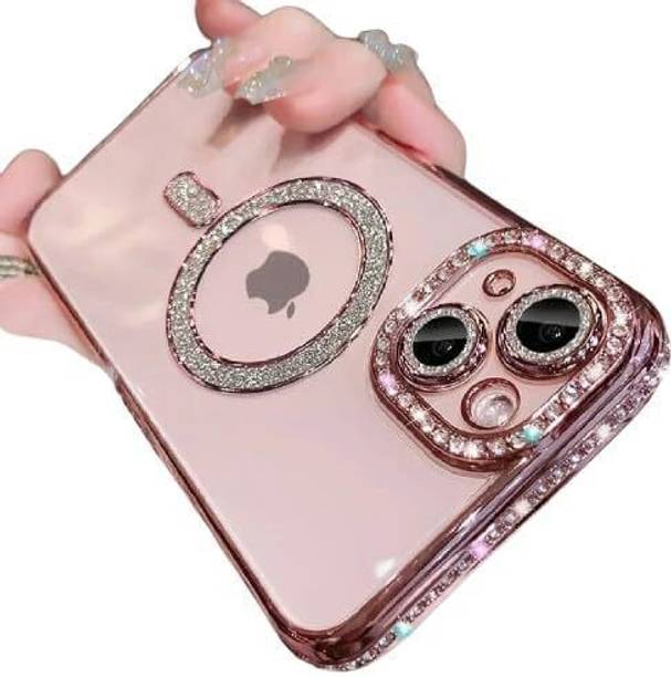 GIRIND Back Cover for iPhone 15 Plus, Diamond Case MagSafe and Camera Lens Protection Cover for Women and Girls