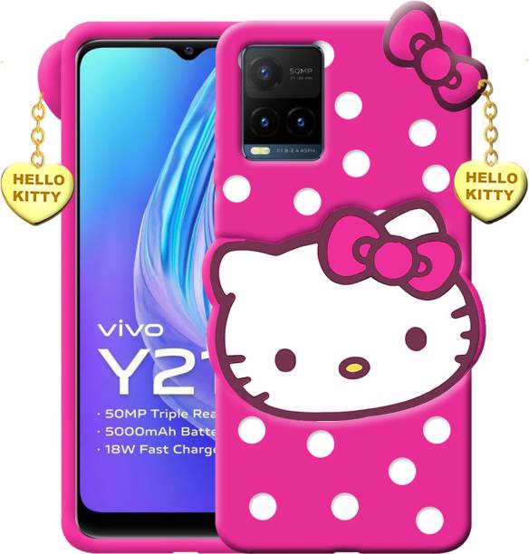 KING COVERS Back Cover for Vivo Y21T Hello Kitty Mobile Back Cover| 3D Cute Kitty|With Heart Pendant