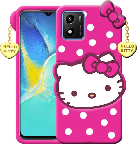 KING COVERS Back Cover for Vivo Y01 Hello Kitty Mobile Back Cover| 3D Cute Kitty|with Heart Pendant