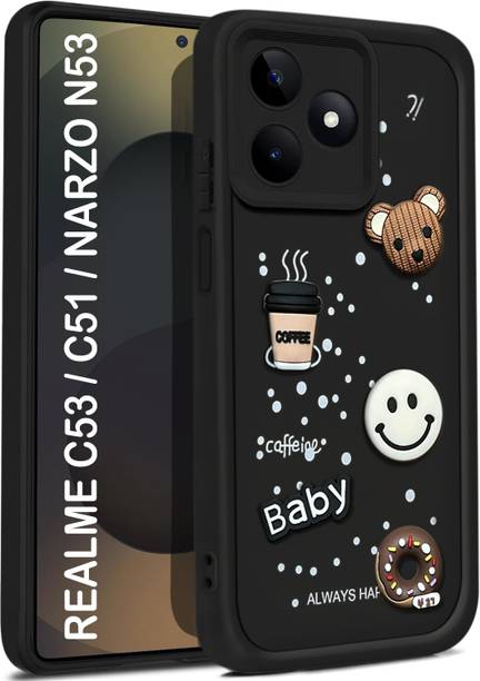 CRAFTIFY Back Cover for REALME NARZO C53 / N3 , 3D Cartoon Coffee Emoji Designer | Shockproof & Stylish