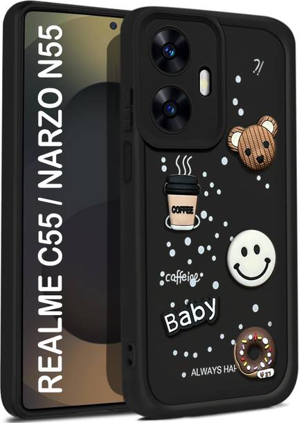 CRAFTIFY Back Cover for REALME C55 5G 3D Cartoon Coffee Emoji Designer | Shockproof & Stylish