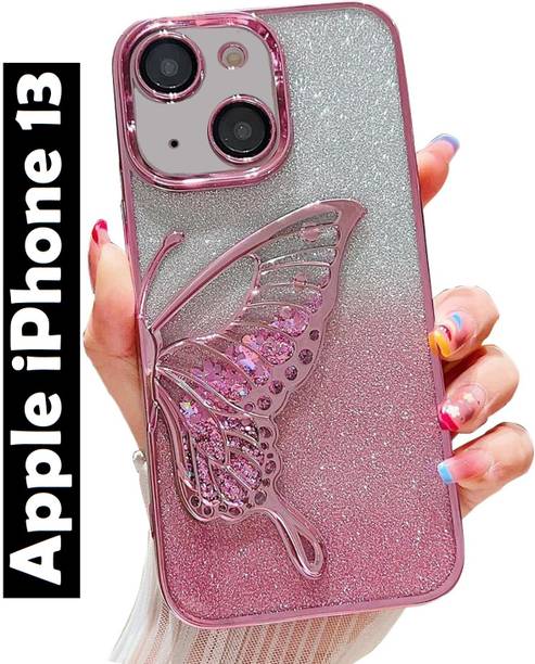 VAPRIF Back Cover for Apple iPhone 13, Stylish 3D Butterfly with Shimmering Glitter With All-Round Protection