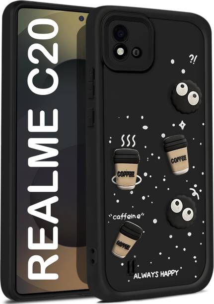 Vshop Back Cover for Realme C20, Realme C11 2021 Cute Fun Cartoon 3D Ball Coffee Case