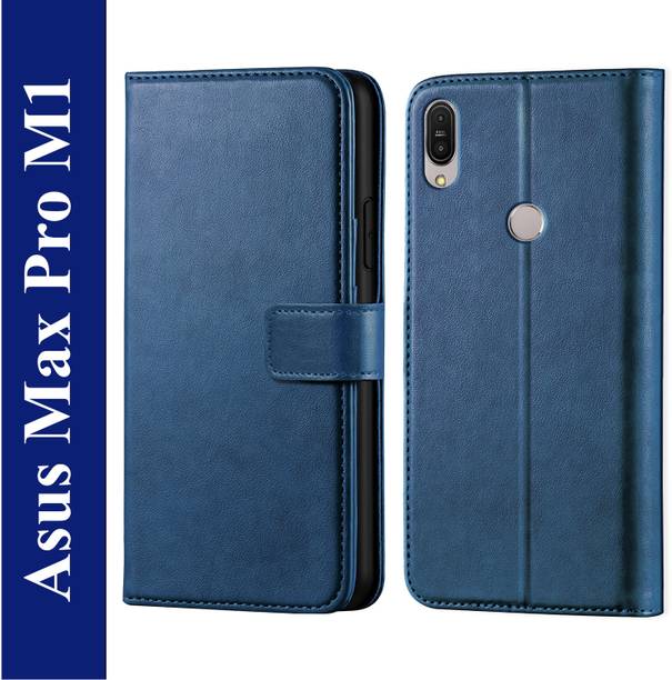 Innovex Back Cover for Asus Zenfone Max Pro M1 - Inbuilt Stand & Card Pockets | Hand Stitched | Wallet Flip Case